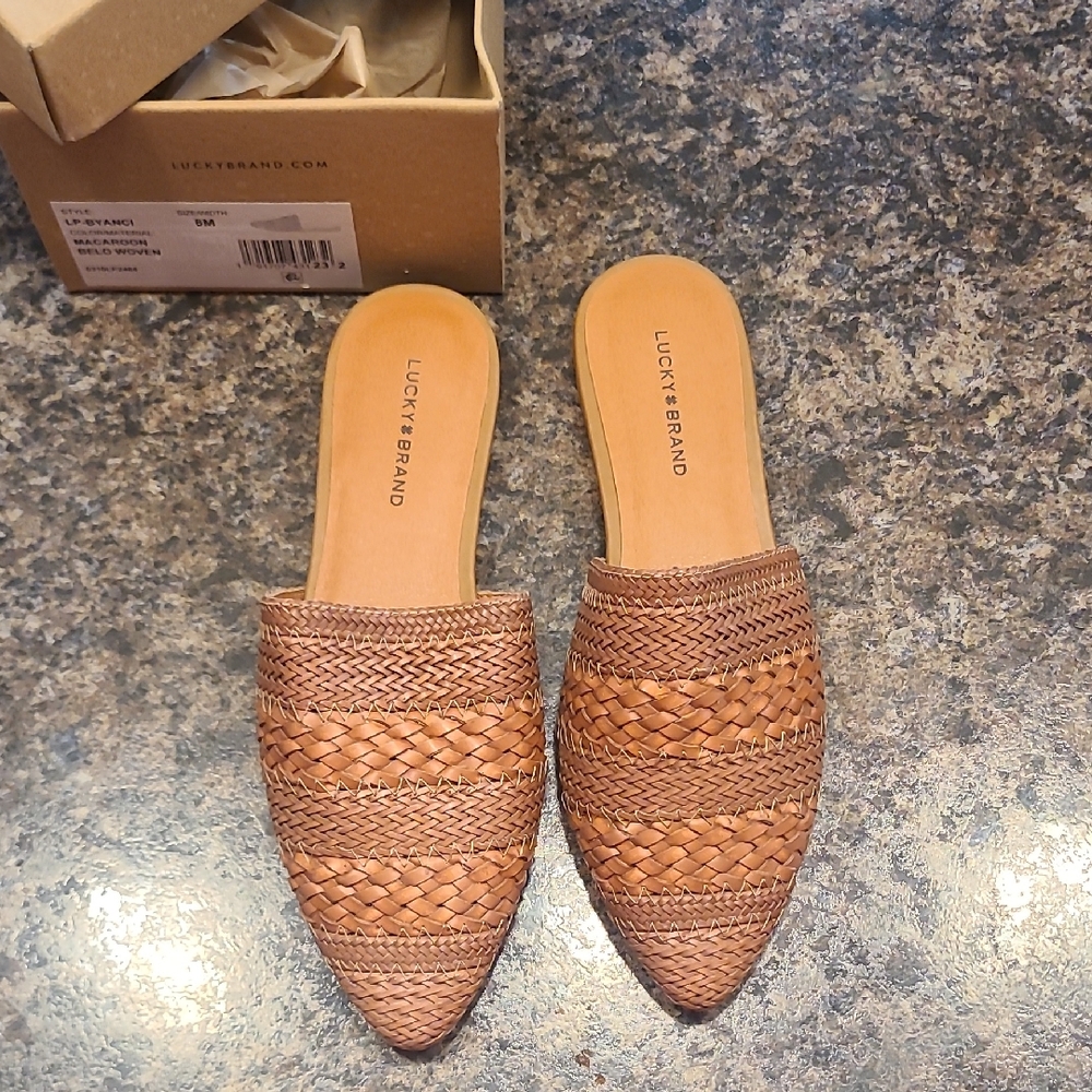 Lucky Brand Women's Brown Woven Mules